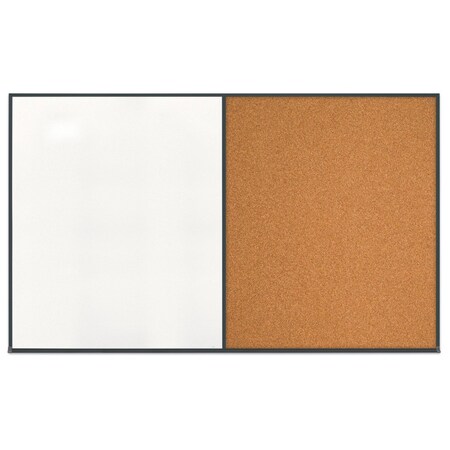 United Visual Products Double Door Radius Corkboard, 60"x36", Hea, UV7014RC-BLACK-BUFF UV7014RC-BLACK-BUFF